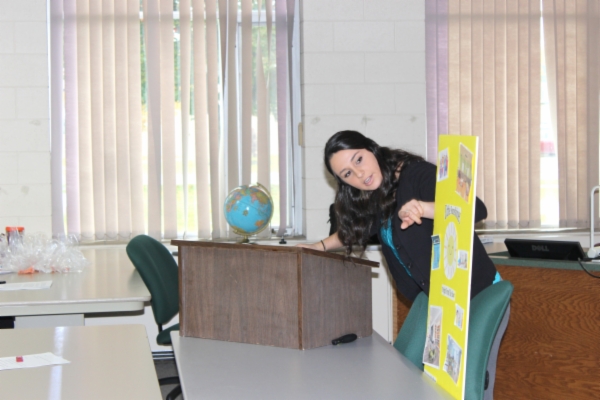 Student giving marketing presentation